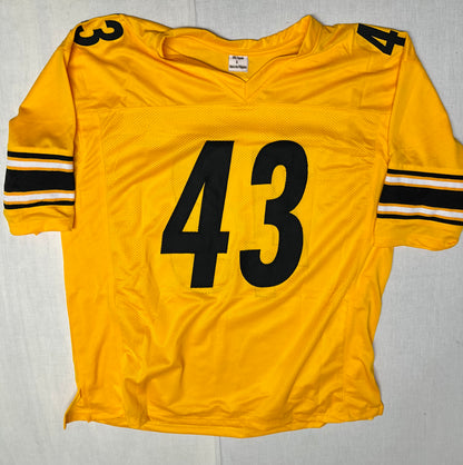 Troy Polamalu Signed Pittsburgh Yellow Custom Autographed Football Jersey (JSA)