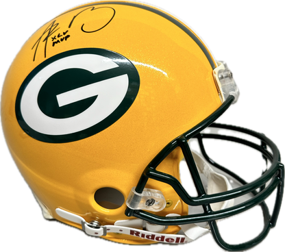 Aaron Rodgers Green Bay Inscription "XLV MVP"  Full Size Home Speed Football Helmet (JSA)