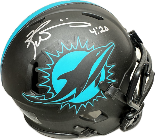 Ricky Williams "420" Inscription Miami Eclipse Mini Football Helmet (JSA)