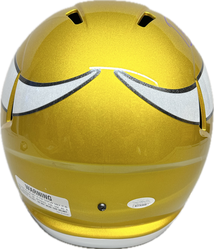 Randy Moss "HOF 18" Inscription Minnesota Gold Full Size Football Helmet (JSA)