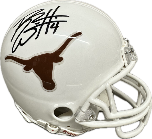 Texas White Signed Mini Football Helmet (JSA)