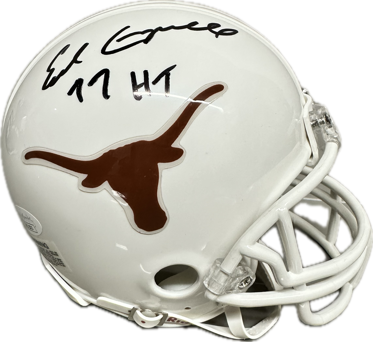 Earl Cambell "HT 77" Inscription Texas White Signed Mini Football Helmet (JSA)