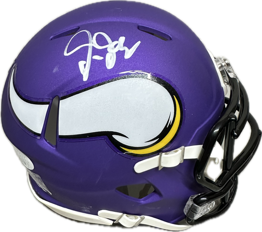 Justin Jefferson Speed Minnesota Puple Signed Mini Football Helmet (JSA)