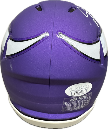Justin Jefferson Speed Minnesota Puple Signed Mini Football Helmet (JSA)