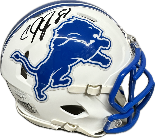 Calvin Johnson Detroit White Signed Mini Football Helmet (JSA)