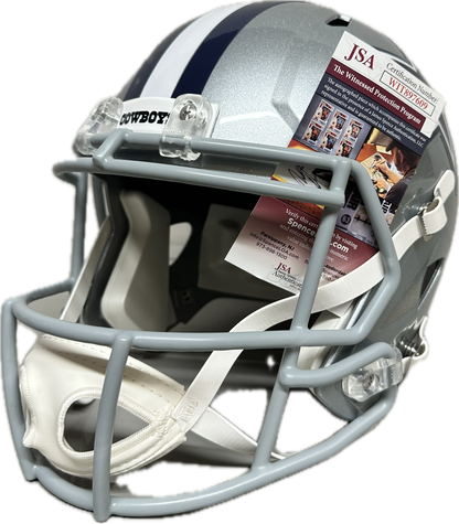 Terrell Owens "Getcha Popcorn Ready" Inscription Dallas Full Size Football Helmet (JSA)