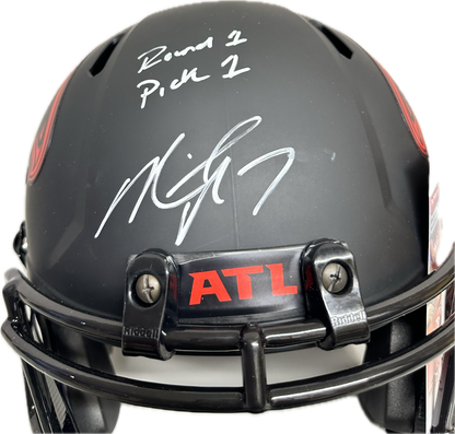 Mike Vick "Round 1 Pick 1" Inscription Atlanta Full Size Black Eclipse Speed Rep Football Helmet (JSA)