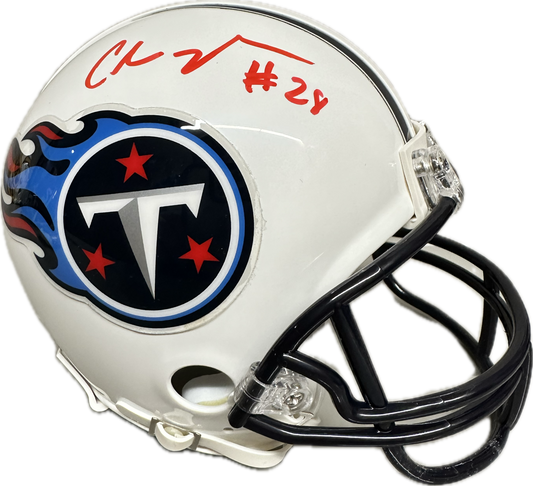 Chris Johnson Tennessee White Signed Mini Football Helmet (PIA) Red Sig