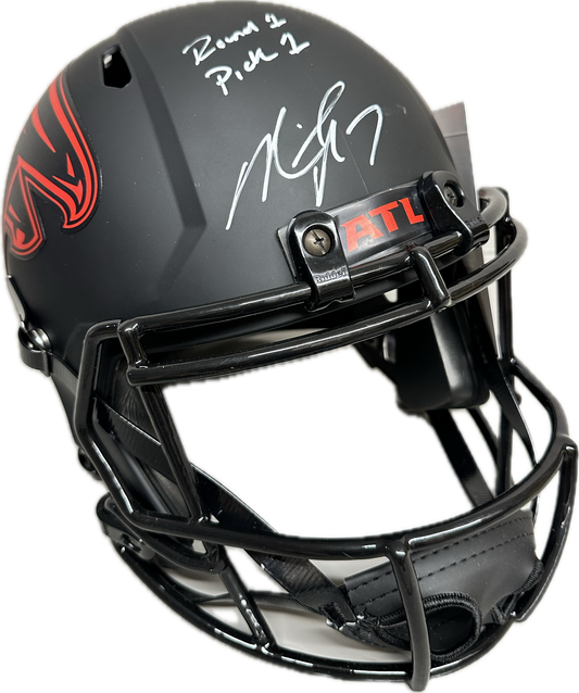 Mike Vick "Round 1 Pick 1" Inscription Atlanta Full Size Black Eclipse Speed Rep Football Helmet (JSA)