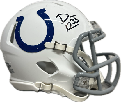 Dominica Rhodes Indianapolis White Speed Mini Football Helmet (JSA) SB Champs