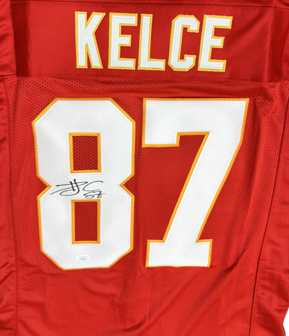 Travis Kelce Custom Kansas City Red Signed Football Jersey (JSA)