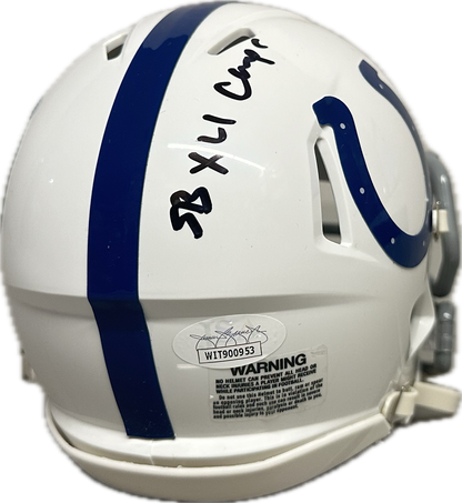 Dominica Rhodes Indianapolis White Speed Mini Football Helmet (JSA) SB Champs