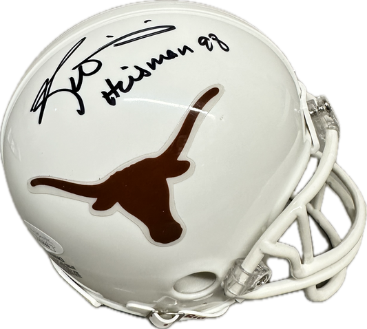 Ricky Williams "Heisman 98" Inscription Texas White Signed Mini Football Helmet (JSA)