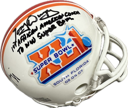 Tony Dungy "First" Inscription/ Marvin Harrison Signed  Super Bowl XLI Signed Mini Football Helmet (JSA)
