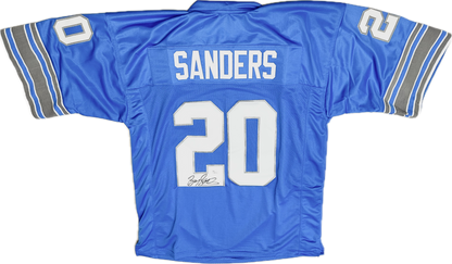 Barry Sanders Signed Detriot Custom Football Jersey (JSA)