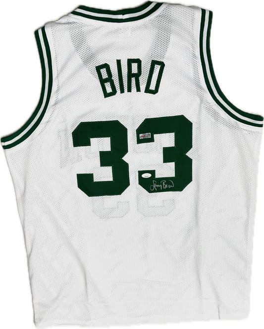 Larry Bird White Custom Boston Signed Jersey (PIA/JSA)