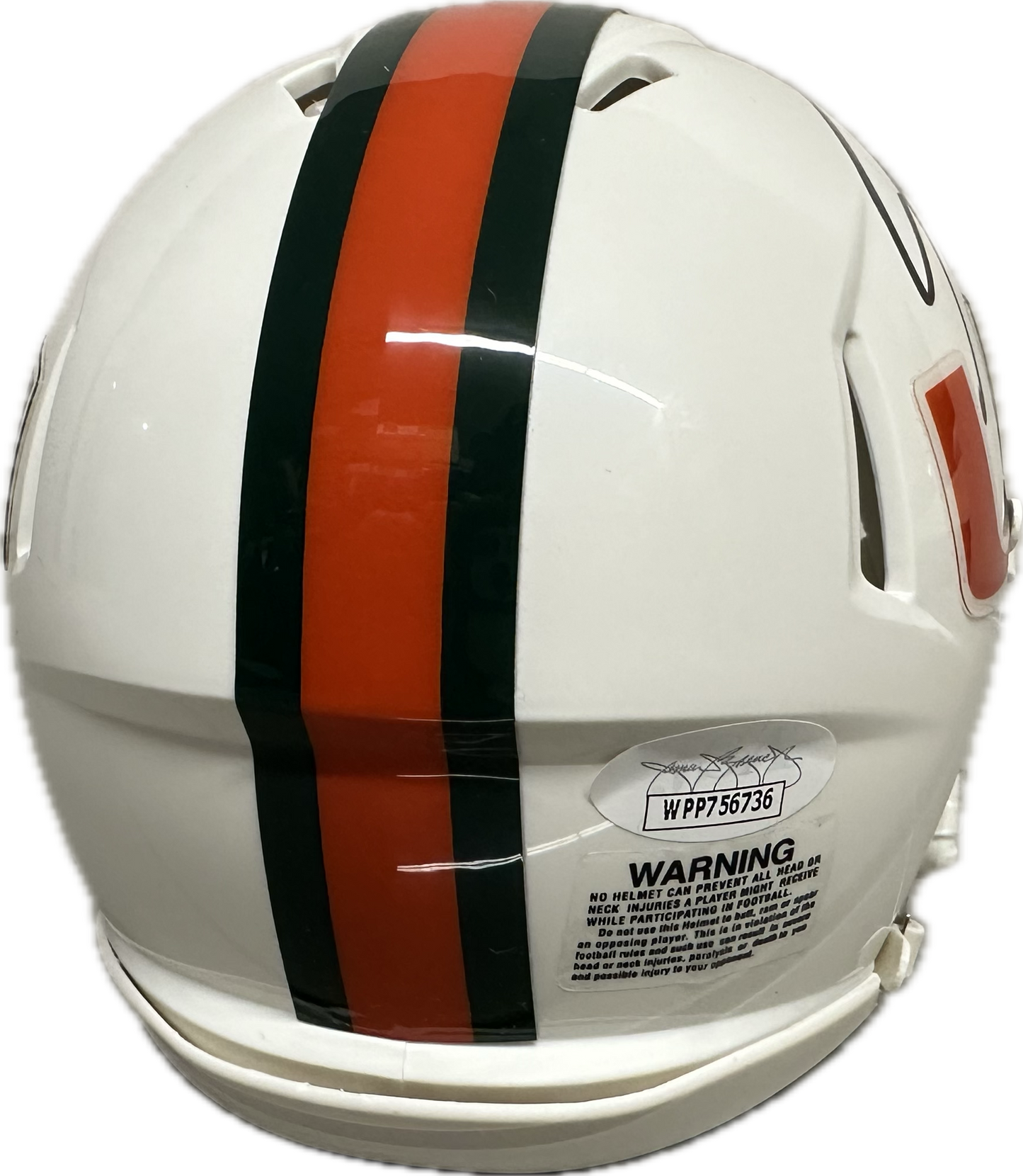 Jeremy Shockey Univ. Miami White  Signed Mini Football Helmet (JSA)