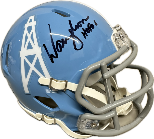 Warren Moon "HOF 06" Inscription Signed Mini Helmet Blue Houston Football Helmet (PIA/JSA)