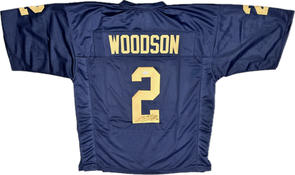 Charles Woodson Michigan Signed Autographed Blue Football Jersey (JSA)