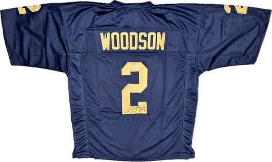 Charles Woodson Michigan Signed Autographed Blue Football Jersey (JSA)