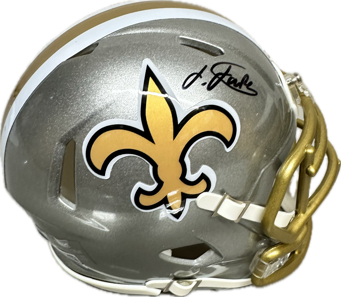 Isaiah Foskey New Orleans Signed Flash Grey Mini Football Helmet (JSA)