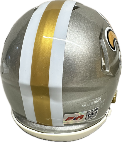 Isaiah Foskey New Orleans Signed Flash Grey Mini Football Helmet (JSA)