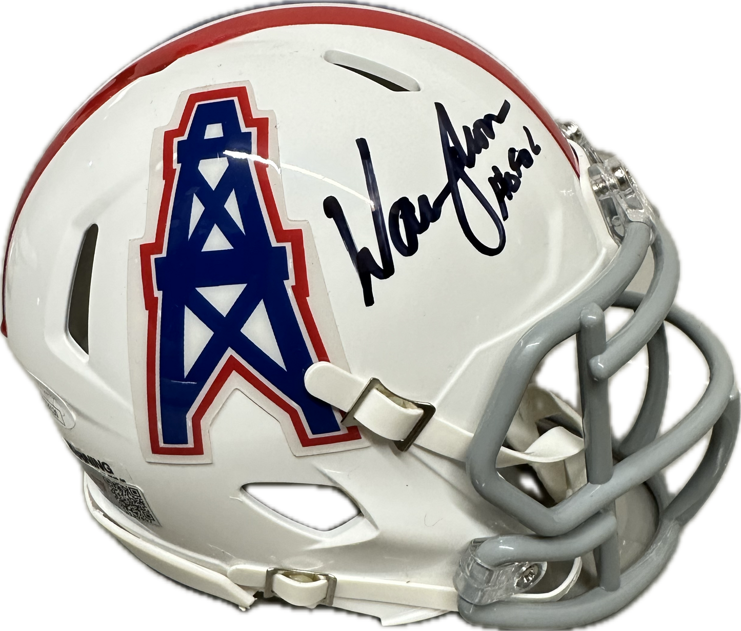 Warren Moon "HOF 06" Inscription Signed Mini Helmet White Houston Football Helmet (PIA/JSA)