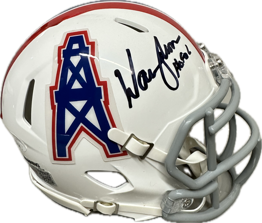 Warren Moon "HOF 06" Inscription Signed Mini Helmet White Houston Football Helmet (PIA/JSA)