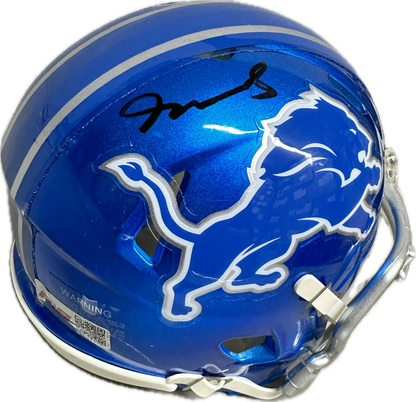 Jameson Williams Detroit Blue Flash Signed Mini Football Helmet (JSA)