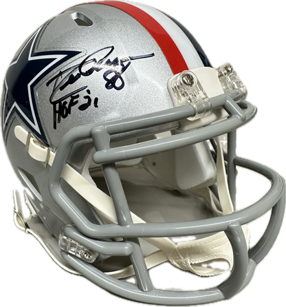 Drew Pearson "HOF 21" Inscription Signed Dallas Silver Speed Mini Football Helmet (PIA/JSA) America Team