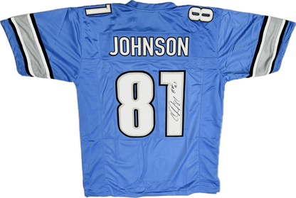 Calvin Johnson "HOF 21" Inscription Signed Custom Detriot Blue Autographed Jersey