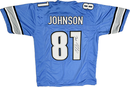 Calvin Johnson "HOF 21" Inscription Signed Custom Detriot Blue Autographed Jersey