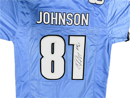 Calvin Johnson "HOF 21" Inscription Signed Custom Detriot Blue Autographed Jersey