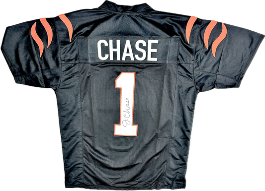 Ja'Marr Chase Signed Custom Black Cincinnati Football Jersey (PIA)