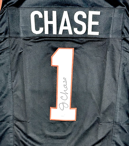 Ja'Marr Chase Signed Custom Black Cincinnati Football Jersey (PIA)