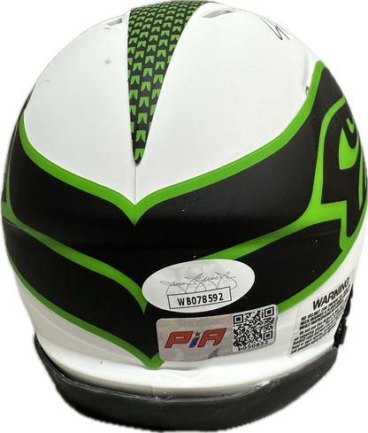 Jaxon Smith Njigba Seattle Signed Lunar Mini Football Helmet (PIA/JSA)