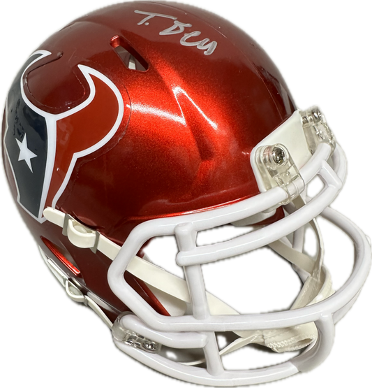 Tank Dell Houston Home Signed Flash Mini Football Helmet (PIA/JSA)