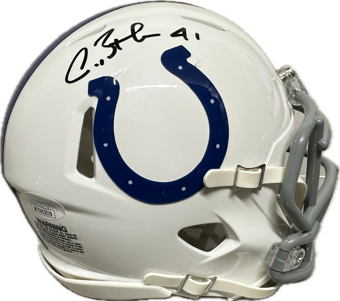 Antoine Bathea Indianapolis White Mini Football Helmet (JSA)