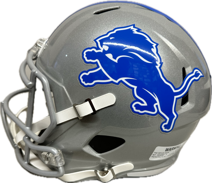 Amon-Ra St. Brown / Jameson Williams Detriot Full Size Grey Speed Rep Football Helmet (JSA)