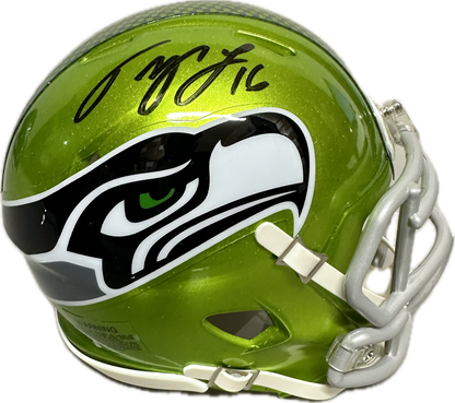 Tyler Lockett Seattle Flash Green Signed Mini Football Helmet (JSA)