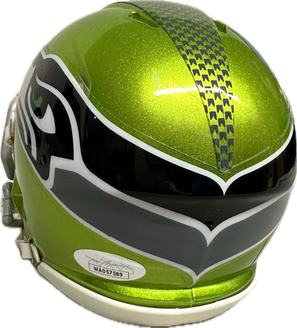 Tyler Lockett Seattle Flash Green Signed Mini Football Helmet (JSA)
