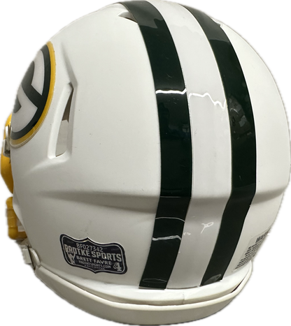 Brett Farve White Green Bay Signed Mini Football Helmet (JSA)