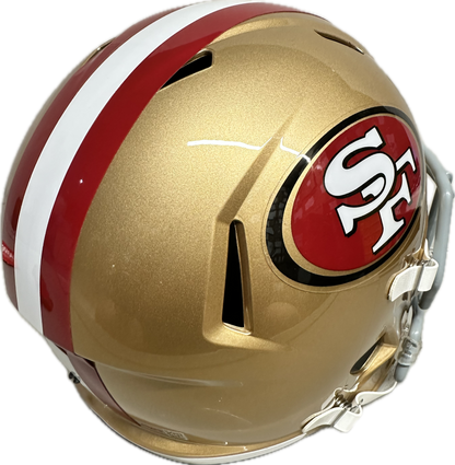Christian McCaffery San Fransisco Full Size Gold Speed Rep Football Helmet (JSA)