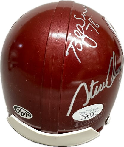 Sam Bradford Jason White  Billy SImms Steve Owens OU Red Signed Mini Football Helmet (JSA)