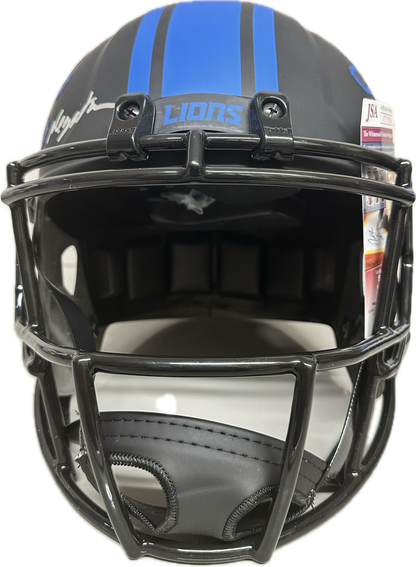 Calvin Johnson "Megatron" Inscription HOF 21 Detriot Full Size Black Speed Rep Football Helmet (JSA)