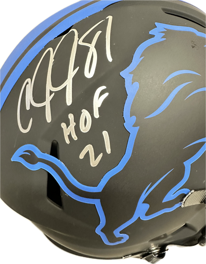 Calvin Johnson "Megatron" Inscription HOF 21 Detriot Full Size Black Speed Rep Football Helmet (JSA)