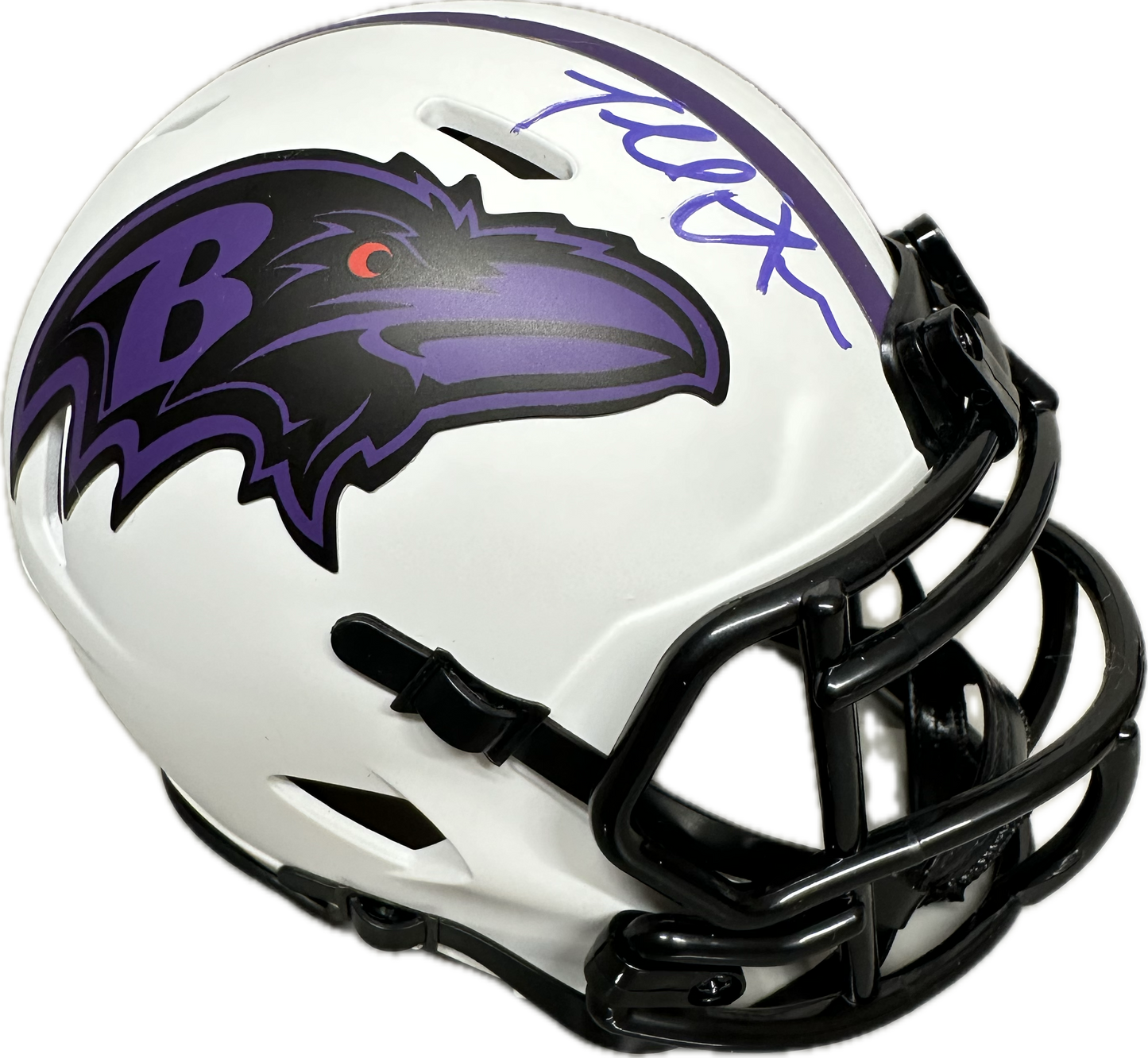 Terrell Suggs Baltimore White Eclipse Signed Mini Football Helmet (JSA)
