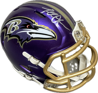 Terrell Suggs Baltimore Purple Signed Mini Football Helmet (JSA)