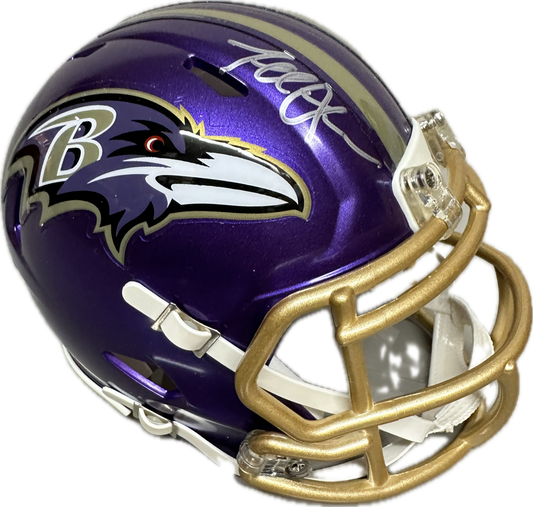Terrell Suggs Baltimore Purple Signed Mini Football Helmet (JSA)