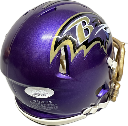 Terrell Suggs Baltimore Purple Signed Mini Football Helmet (JSA)